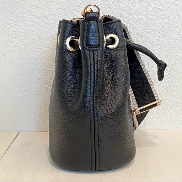 Kate Spade Rosie Small Black Leather Drawstring Bucket Bag with Crossbody Strap - Picture 3 of 10